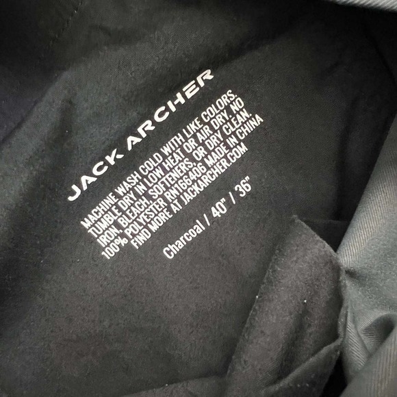 Jack Archer Golf Pants Mens 40x36 Charcoal Gray Tech Chino Performance Slim - Picture 6 of 8